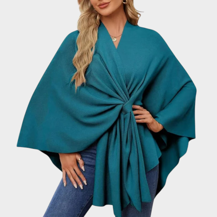 Elegant Draped Wrap Cape Top
