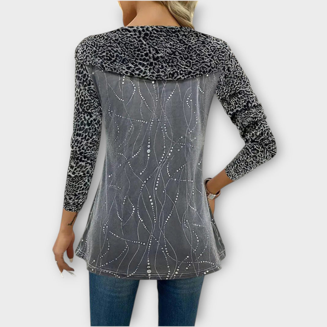 Velvet Embellished Long Sleeve Top