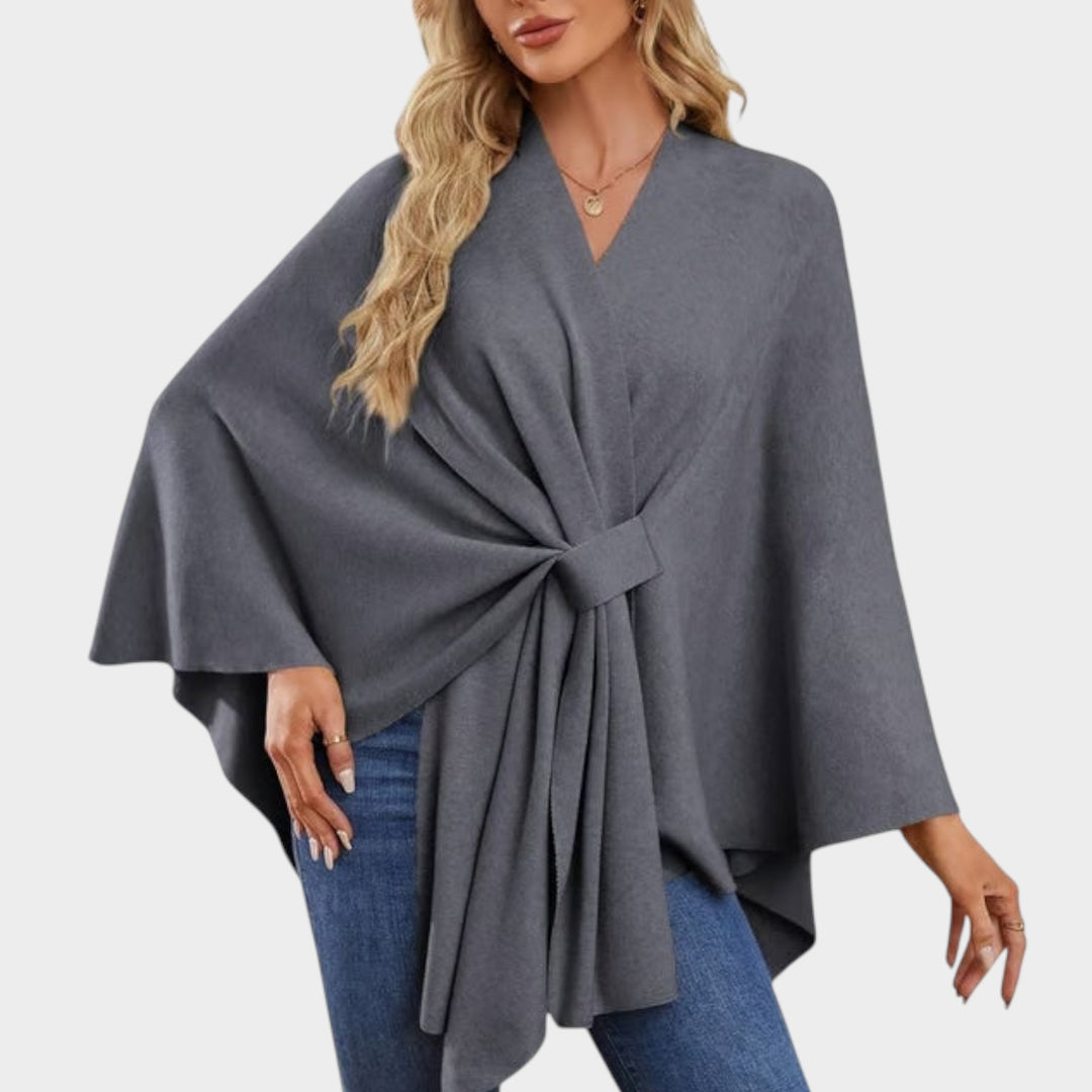Elegant Draped Wrap Cape Top