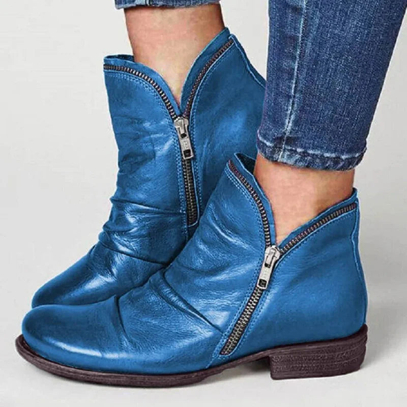 Zipper Detail Ankle Boots