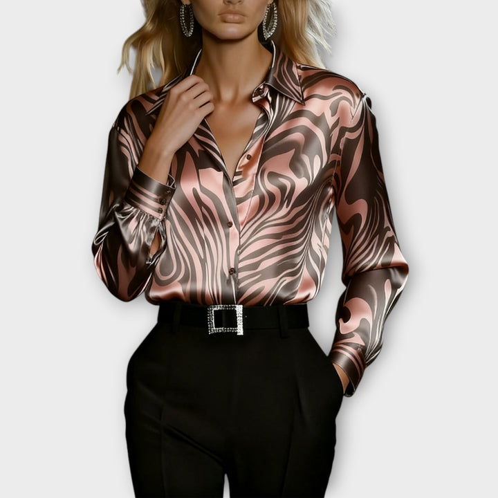 Luxe Satin Zebra Print Blouse