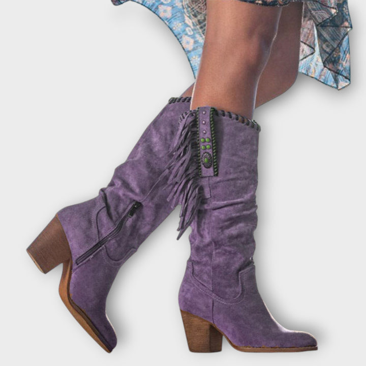 Western Fringe Knee-High Boots