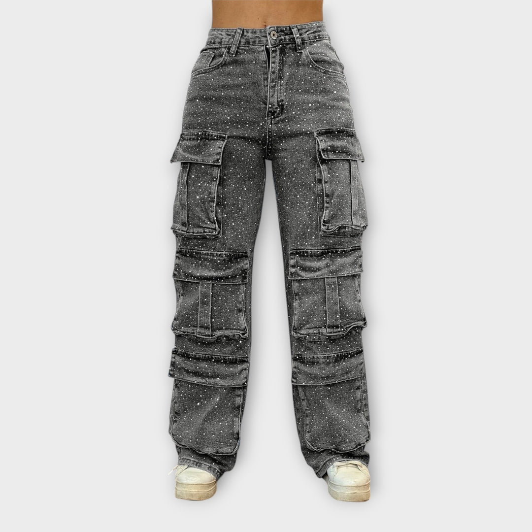 Rhinestone Cargo Jeans