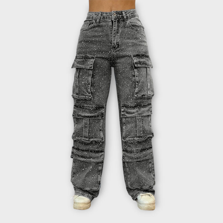 Rhinestone Cargo Jeans