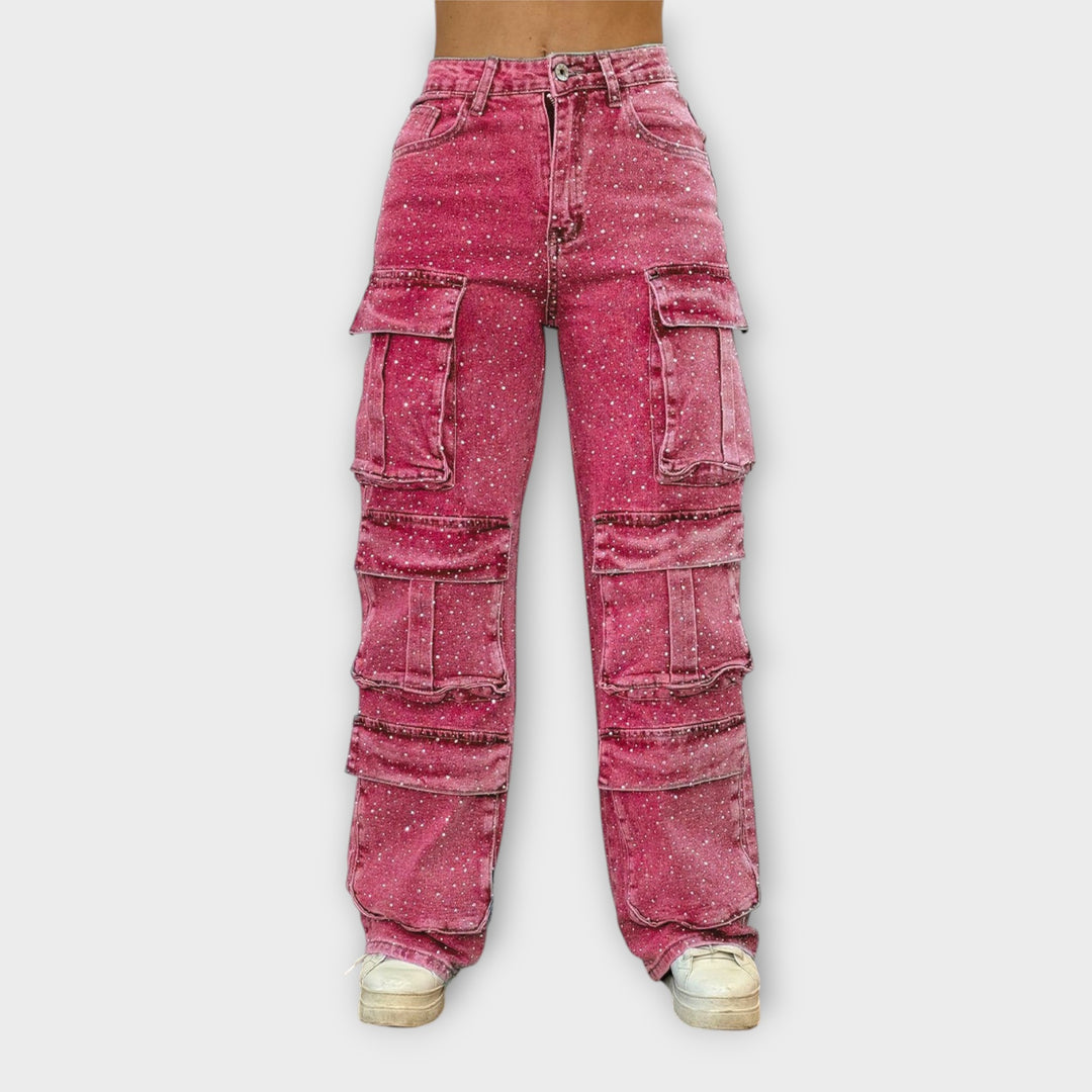 Rhinestone Cargo Jeans
