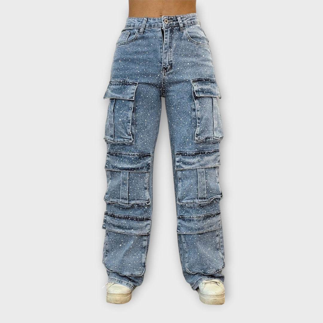 Rhinestone Cargo Jeans