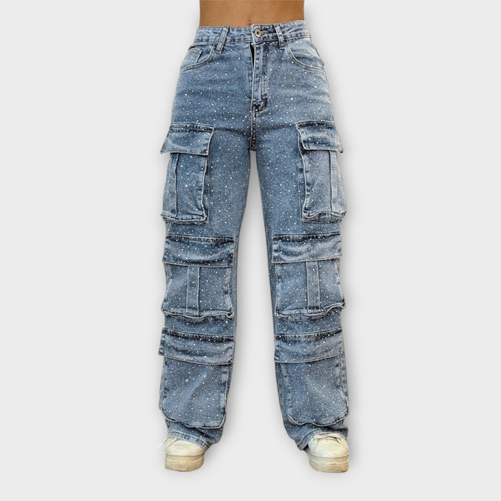 Rhinestone Cargo Jeans