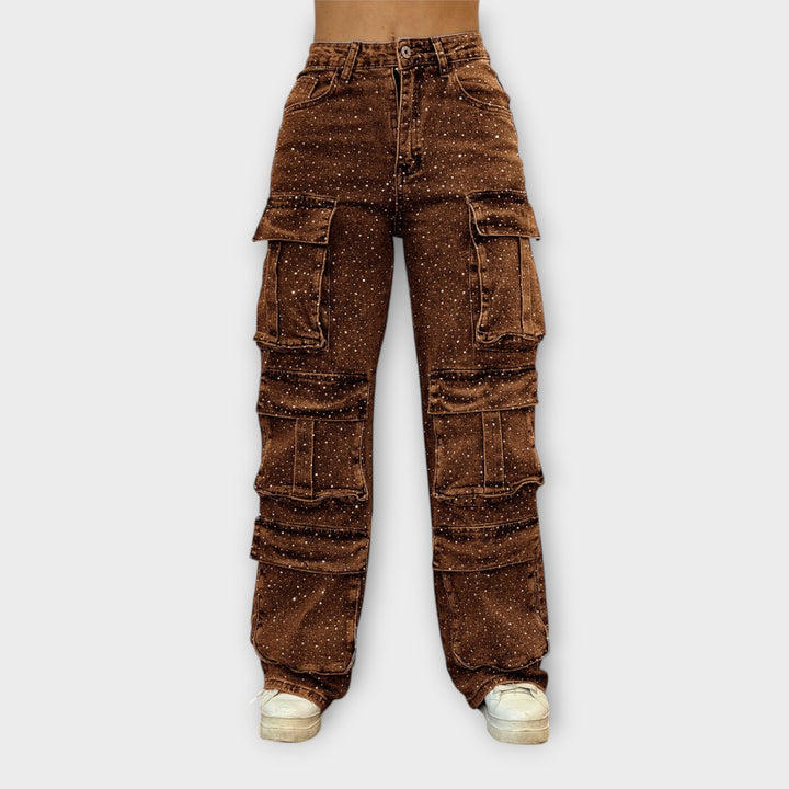 Rhinestone Cargo Jeans
