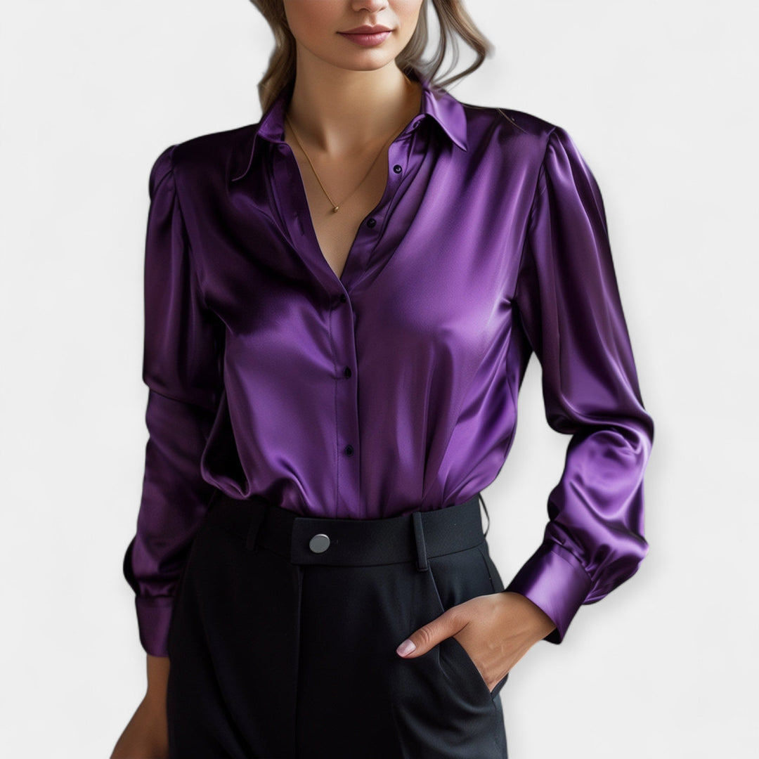 Satin Blouse with Collar