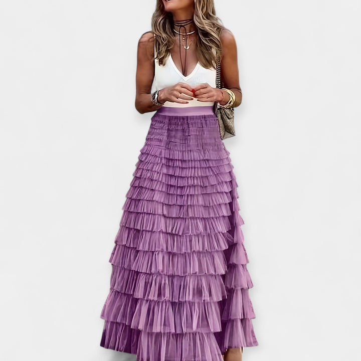 Boho Skirt with Mesh Satin Hem