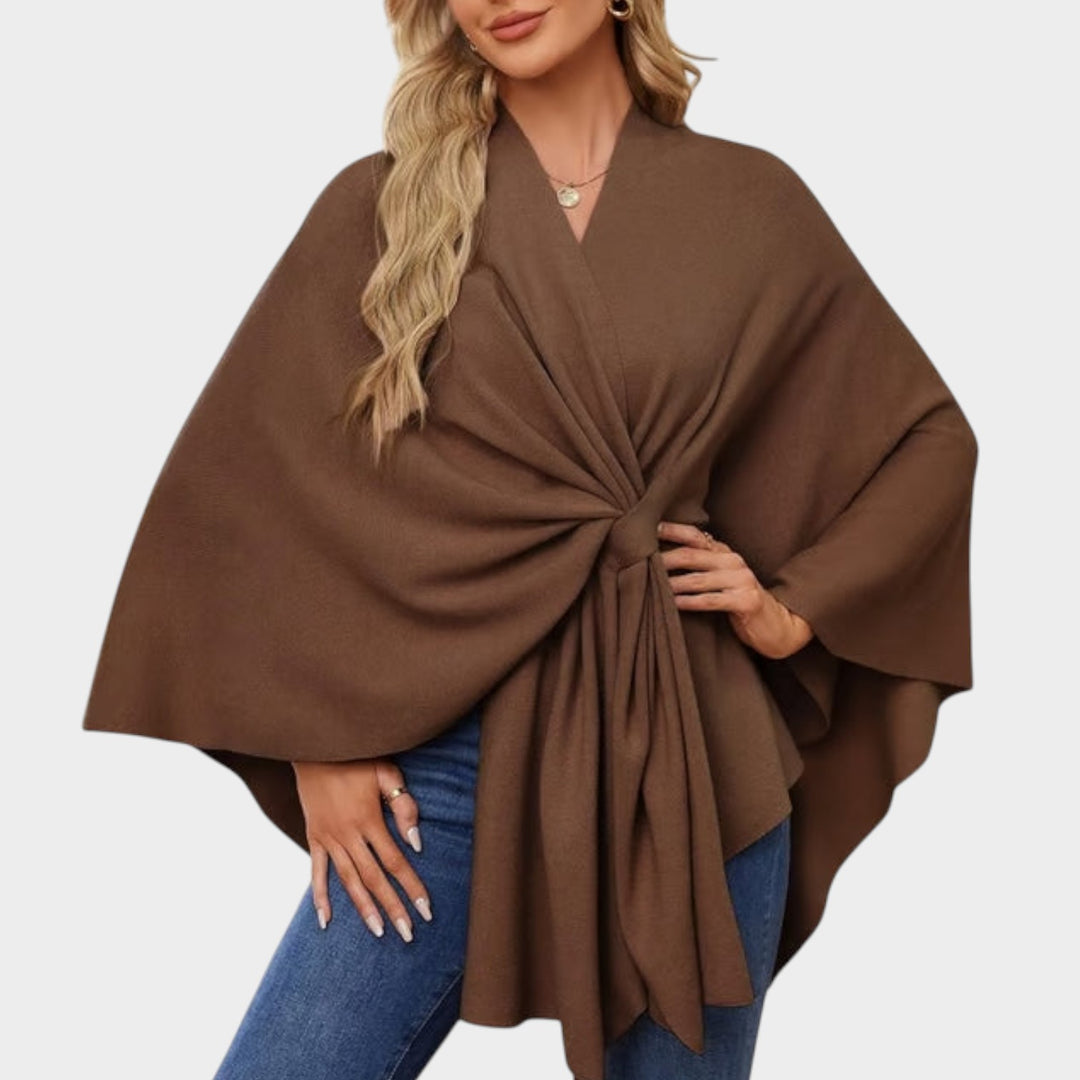 Elegant Draped Wrap Cape Top