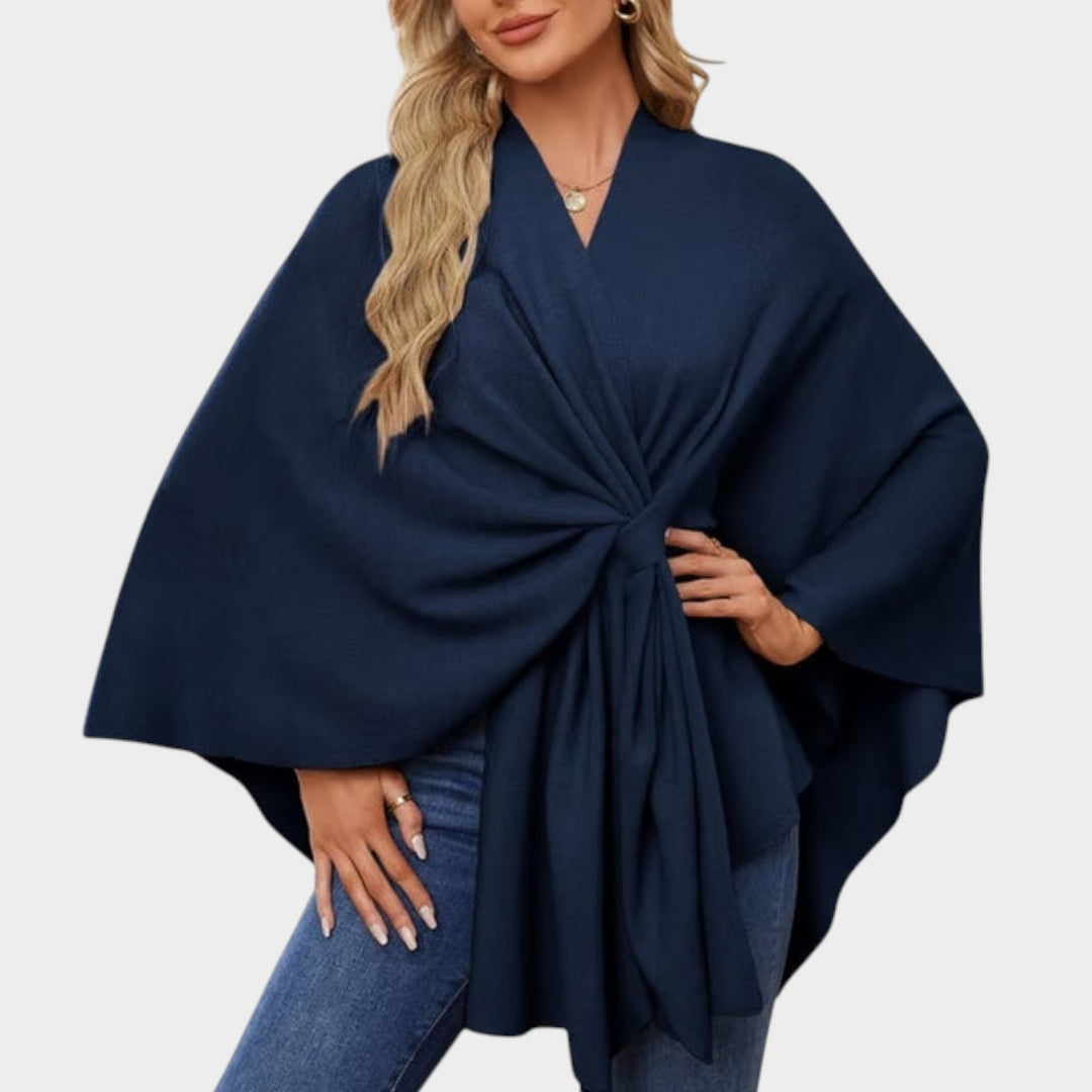 Elegant Draped Wrap Cape Top