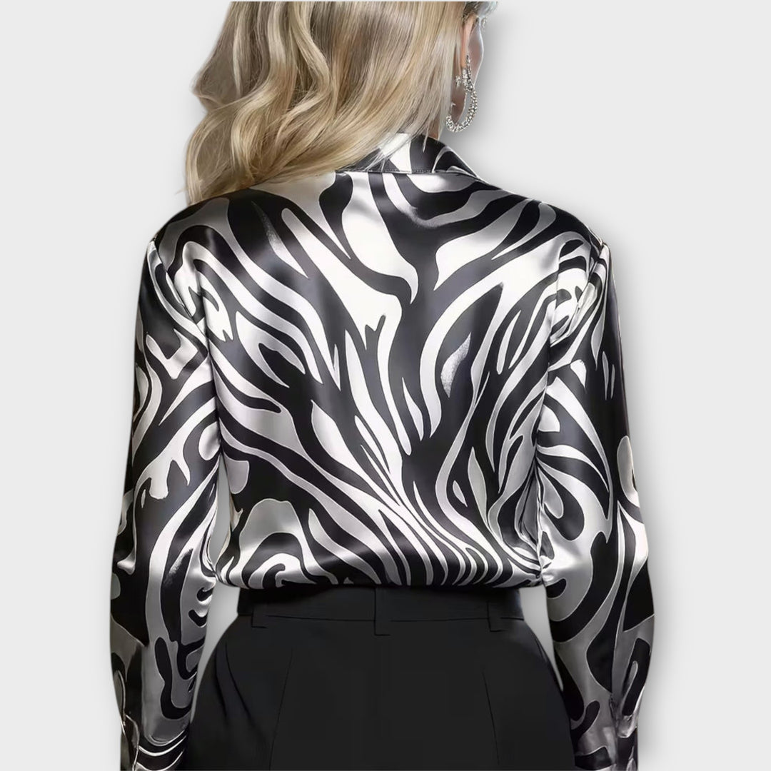 Luxe Satin Zebra Print Blouse