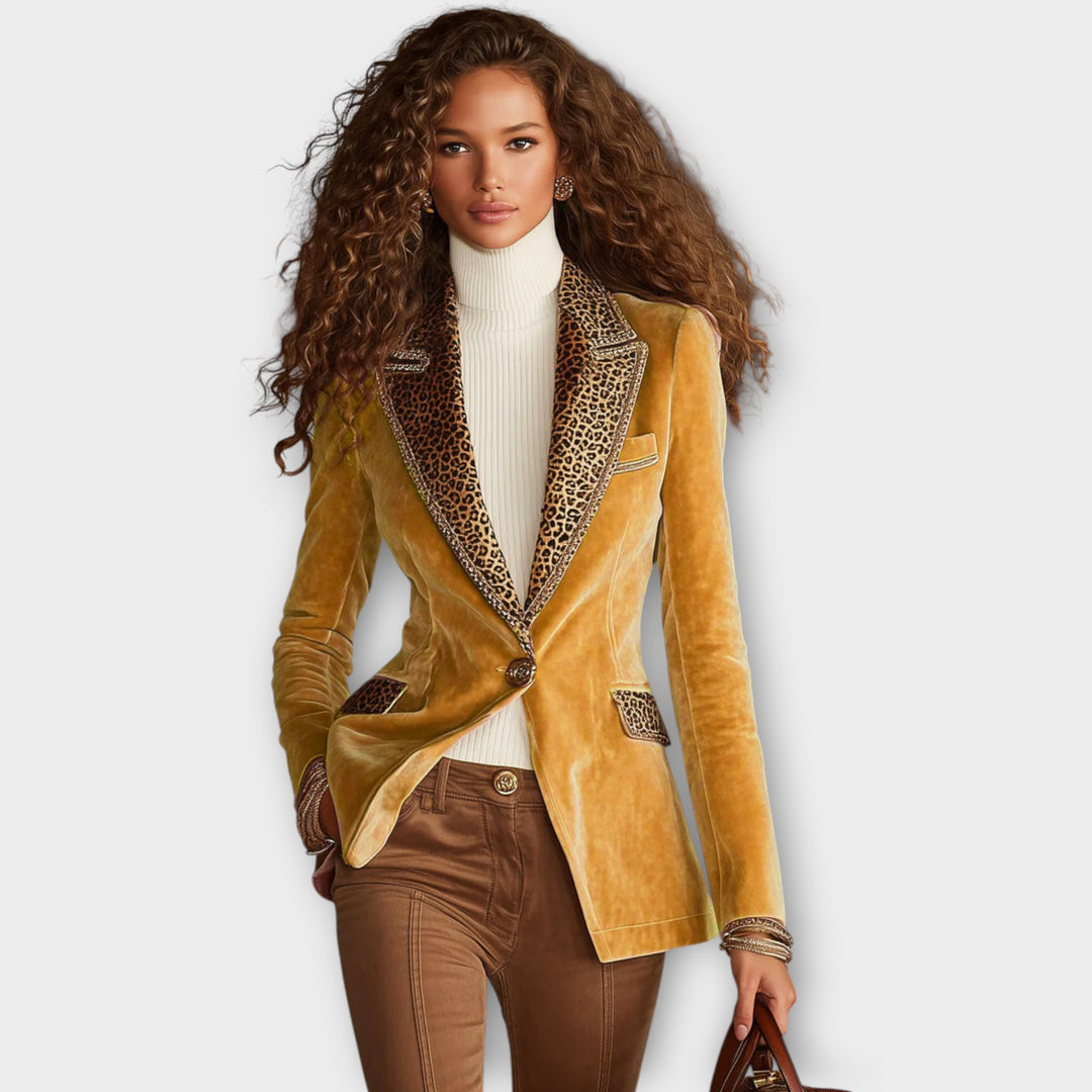 Velvet Tailored Blazer with Statement Trim