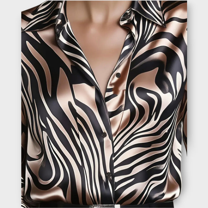 Luxe Satin Zebra Print Blouse
