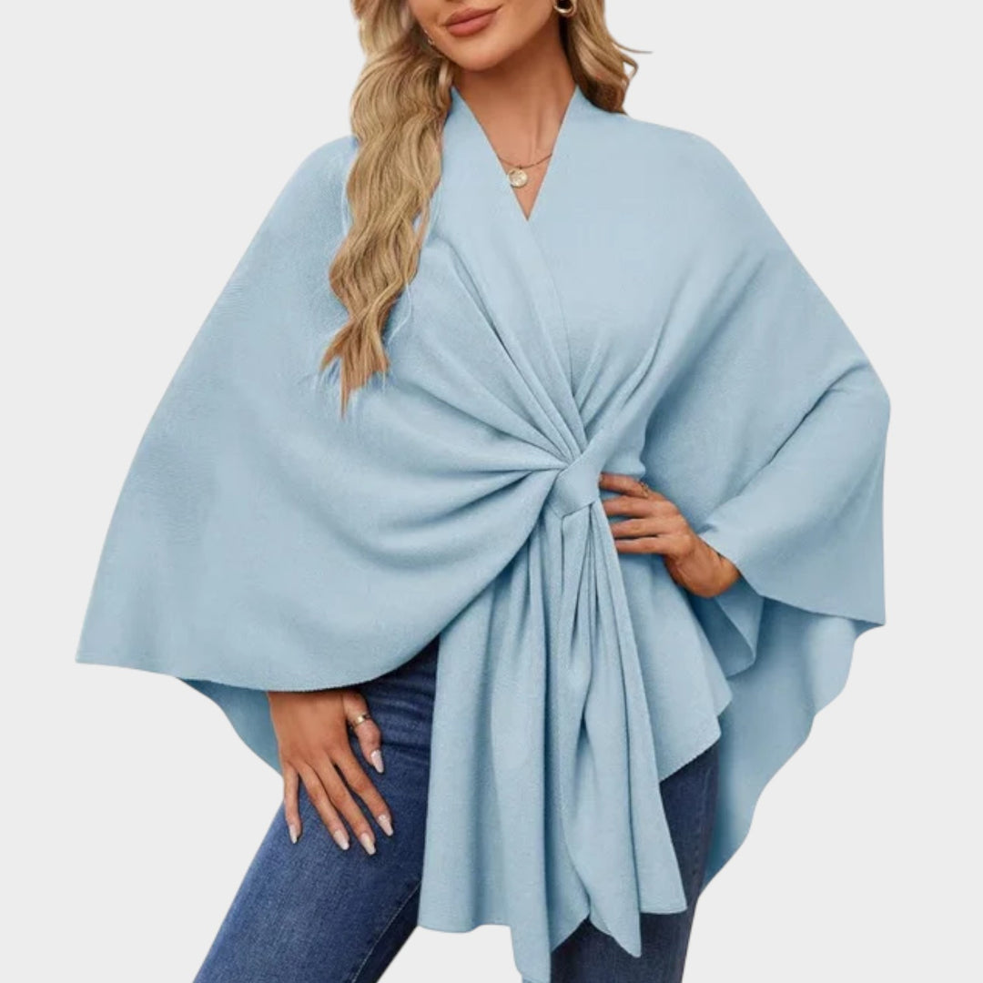 Elegant Draped Wrap Cape Top