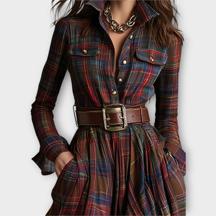 Retro Plaid Maxi Dress