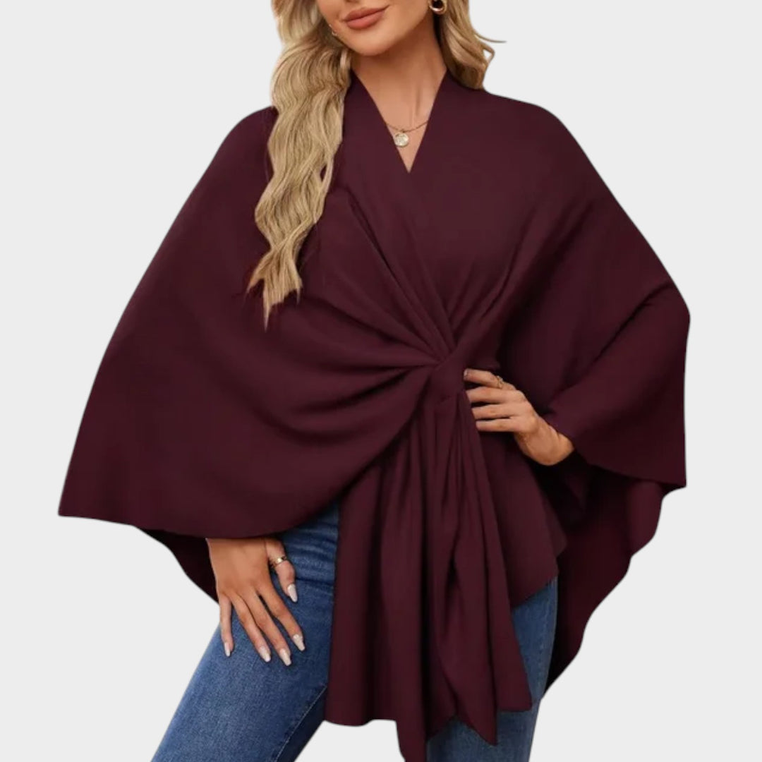 Elegant Draped Wrap Cape Top