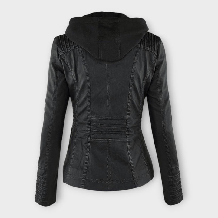 Modern Leather Jacket with Hood and Timeless Design