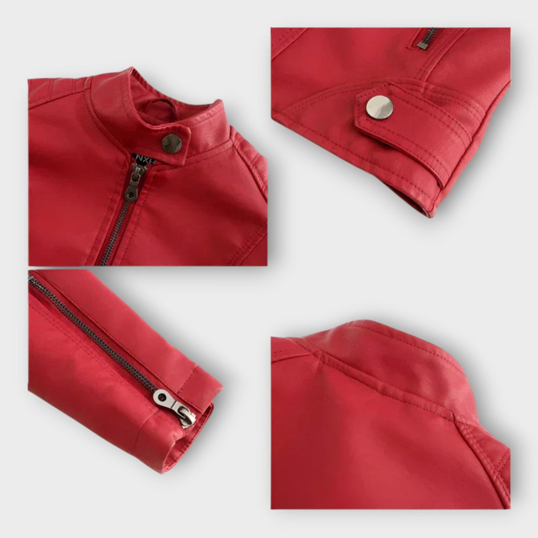 Modern Short Leather Jacket with Zipper