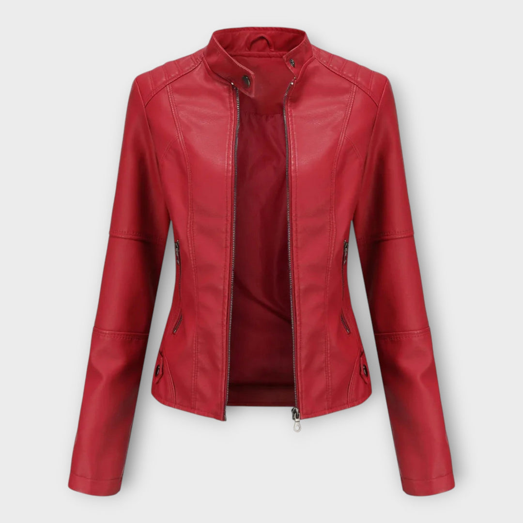Modern Short Leather Jacket with Zipper