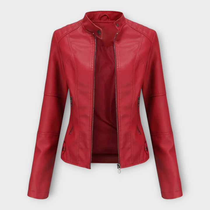 Modern Short Leather Jacket with Zipper