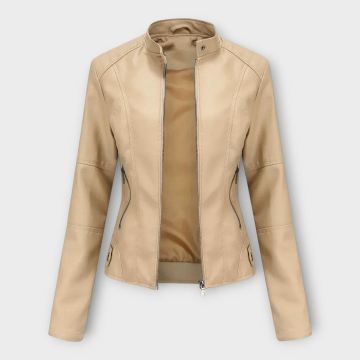 Modern Short Leather Jacket with Zipper
