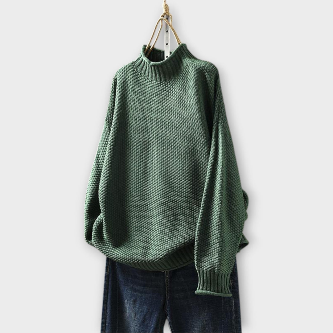 Minimalist Textured Sweater with High Neck