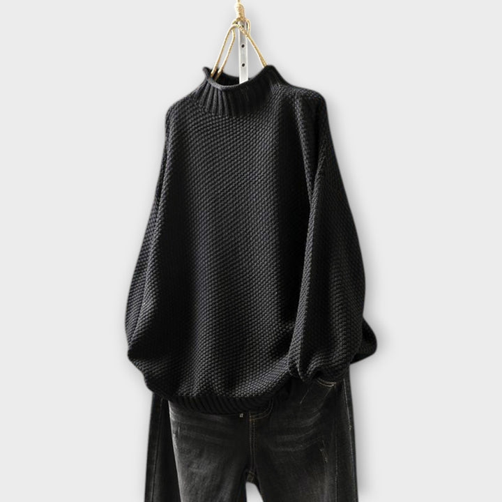 Minimalist Textured Sweater with High Neck