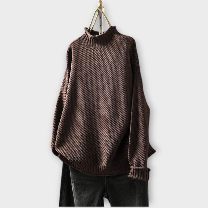 Minimalist Textured Sweater with High Neck