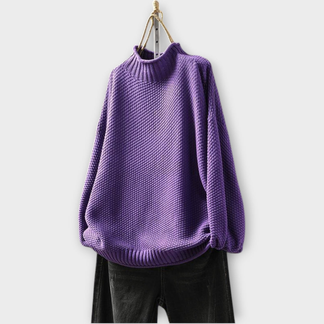 Minimalist Textured Sweater with High Neck