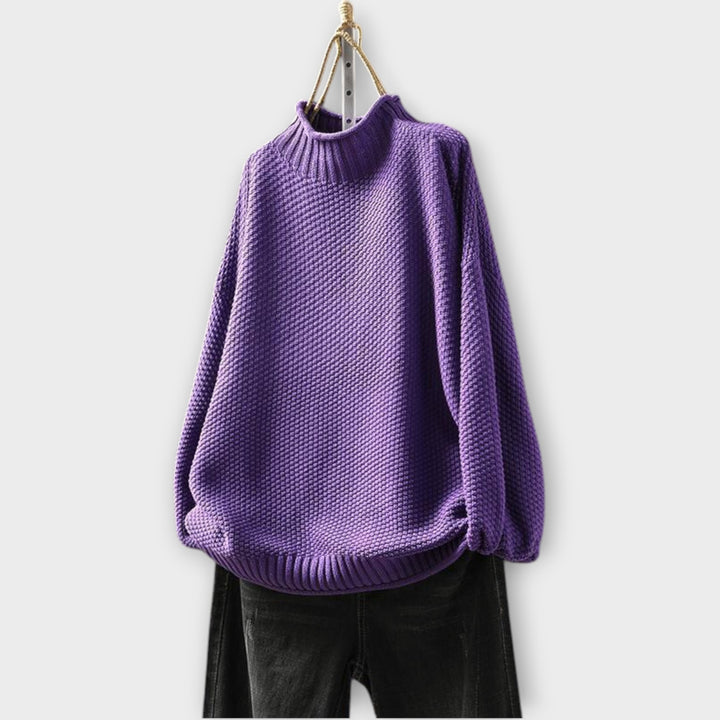Minimalist Textured Sweater with High Neck
