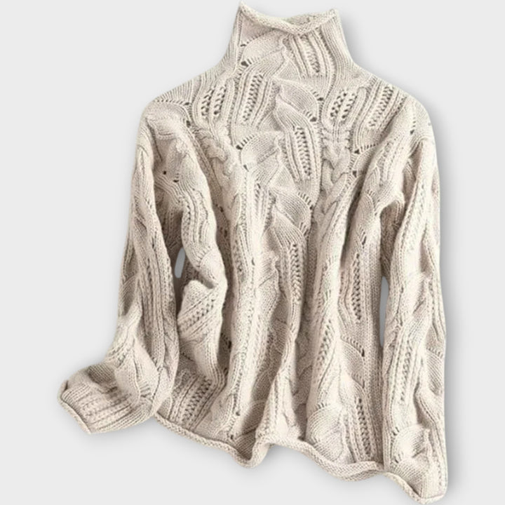Ksenia  Cashmere Turtleneck with Braided Pattern