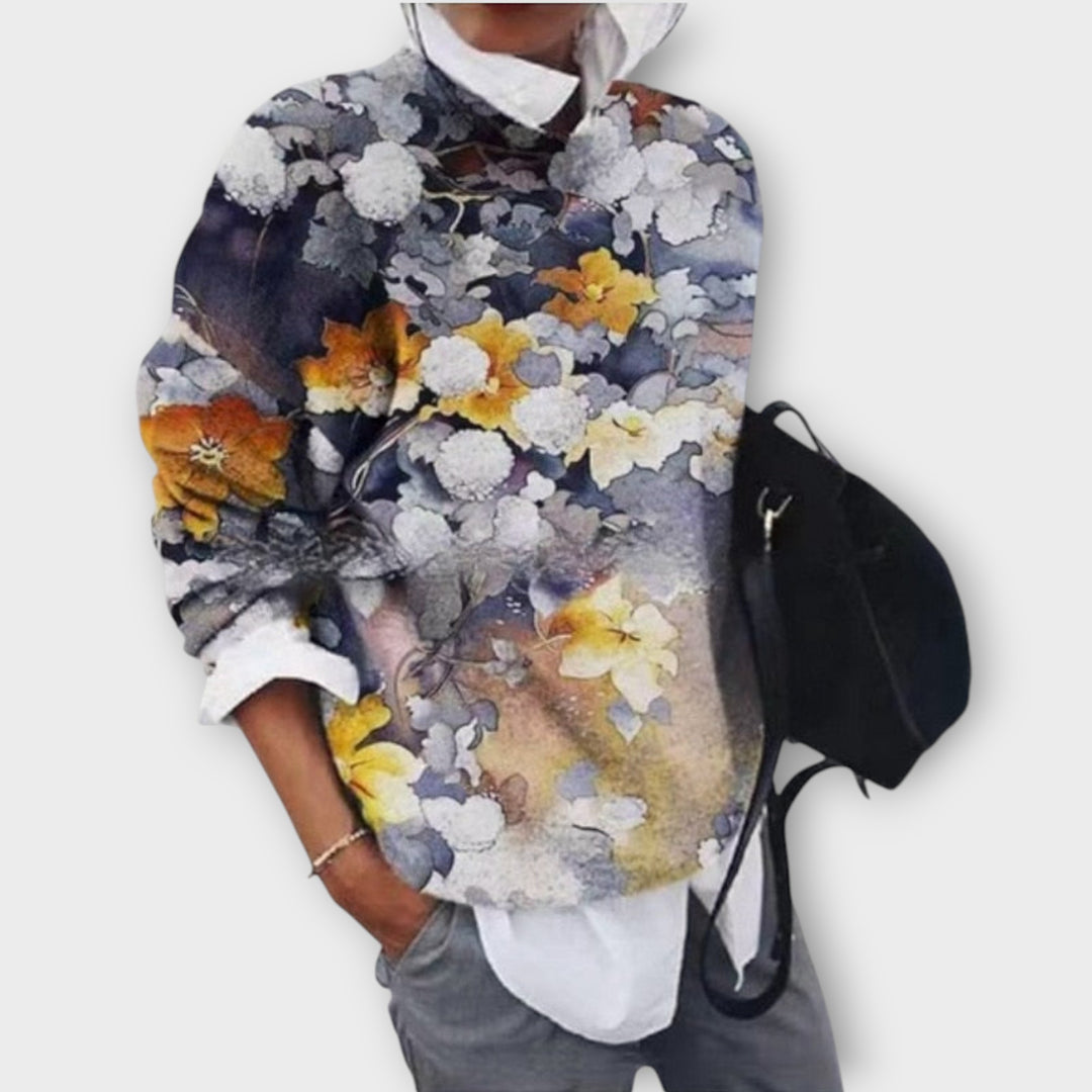 Elegant Patterned Sweater with Artistic Detailing