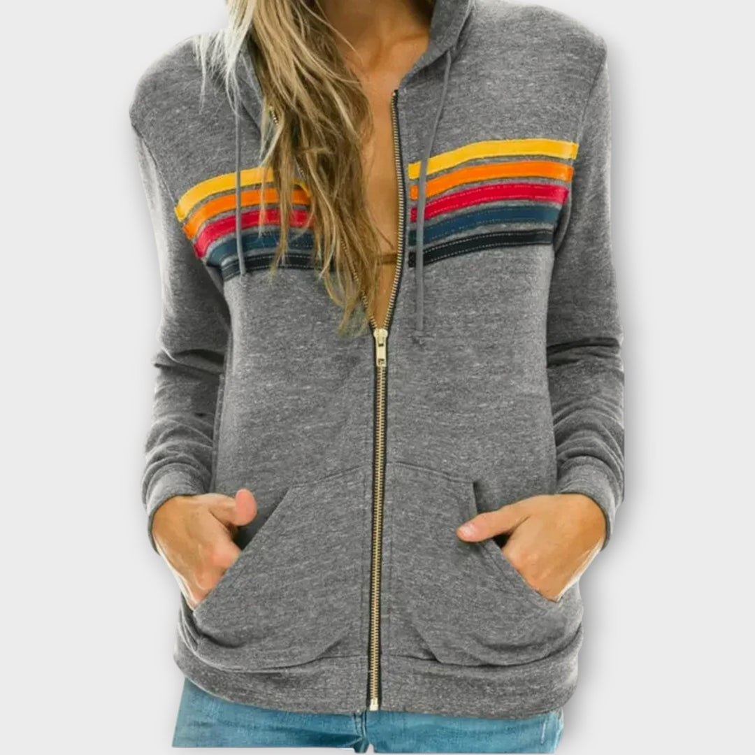 Retro Stripe Zip-Up Hoodie