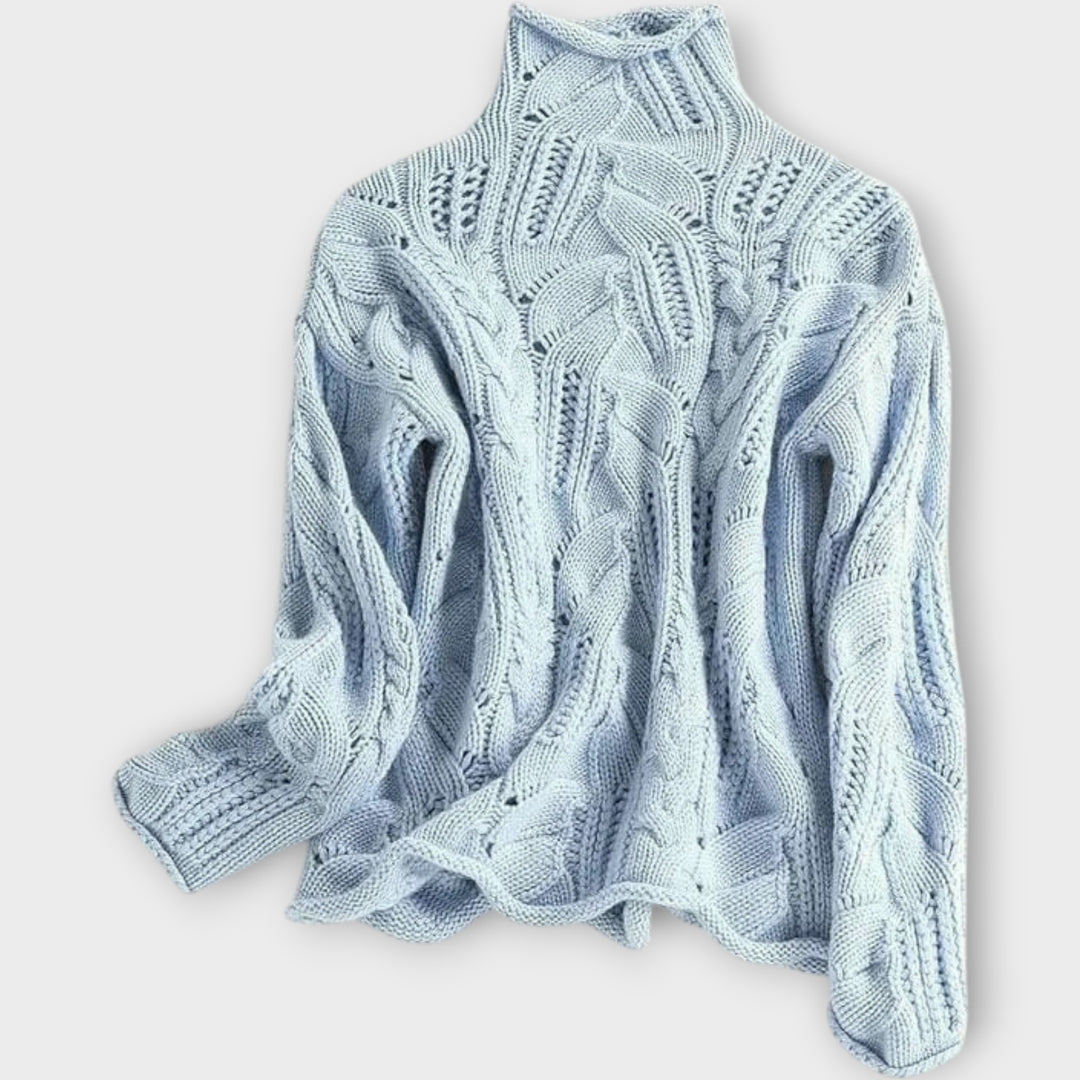 Ksenia  Cashmere Turtleneck with Braided Pattern