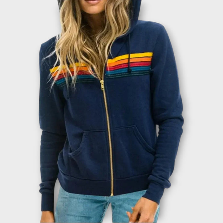 Retro Stripe Zip-Up Hoodie