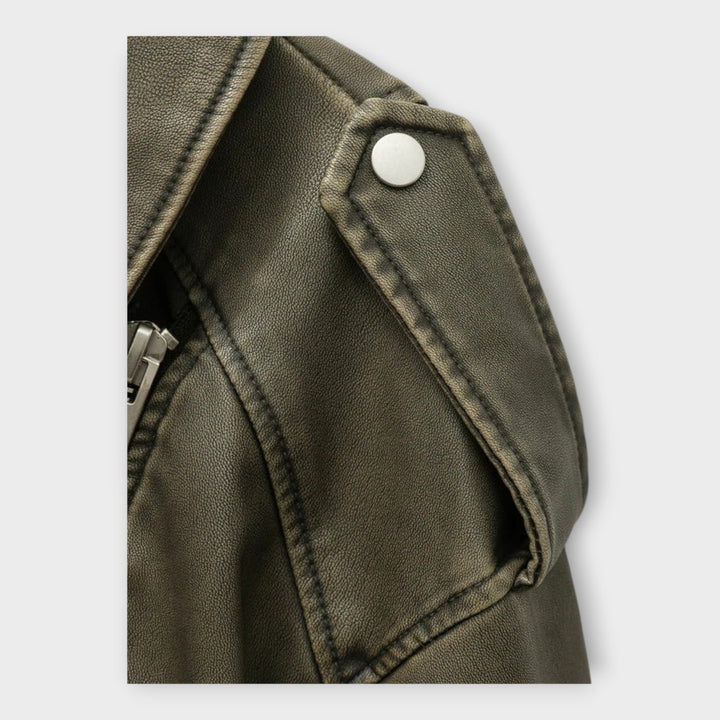 Modern Short Leather Jacket with Belt and Refined Aesthetic