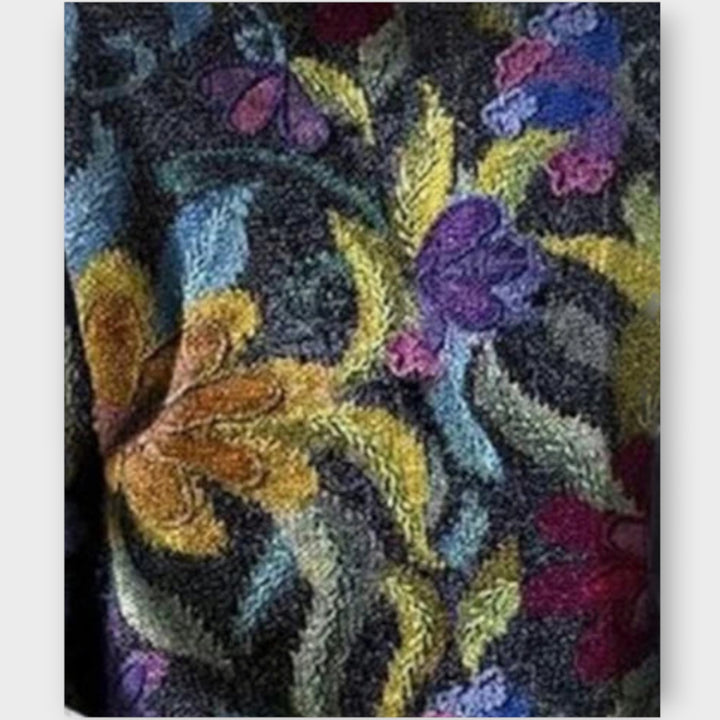 Elegant Patterned Sweater with Artistic Detailing