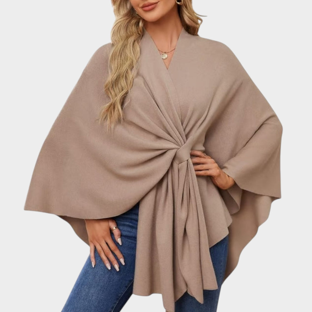 Elegant Draped Wrap Cape Top