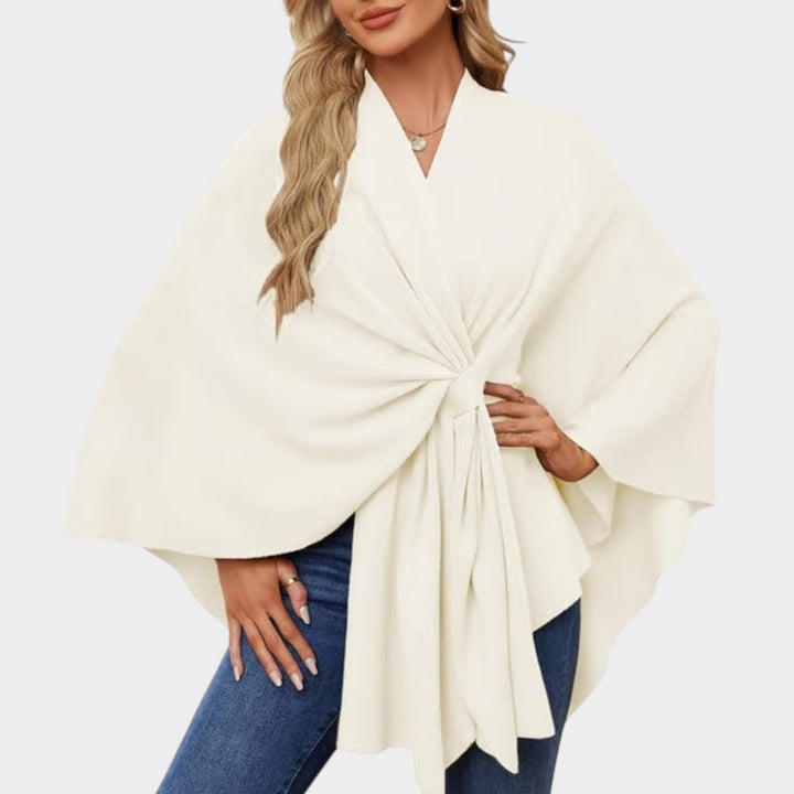 Elegant Draped Wrap Cape Top