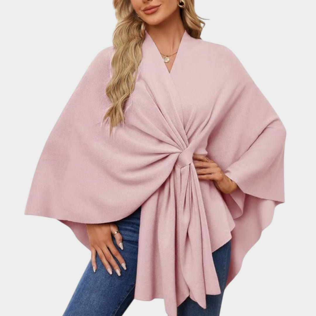 Elegant Draped Wrap Cape Top