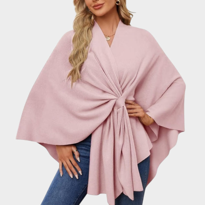 Elegant Draped Wrap Cape Top