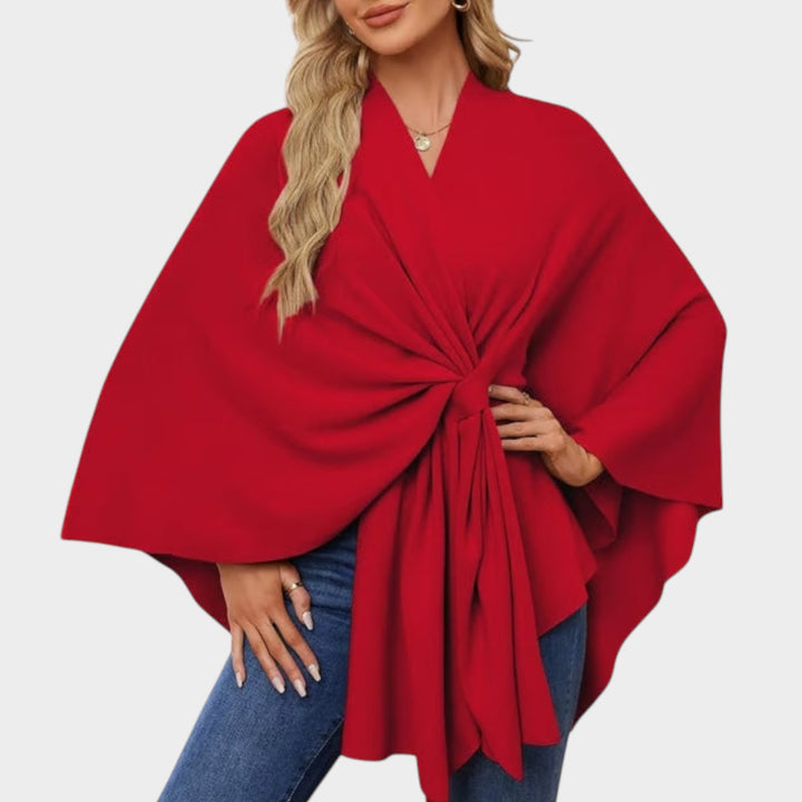 Elegant Draped Wrap Cape Top