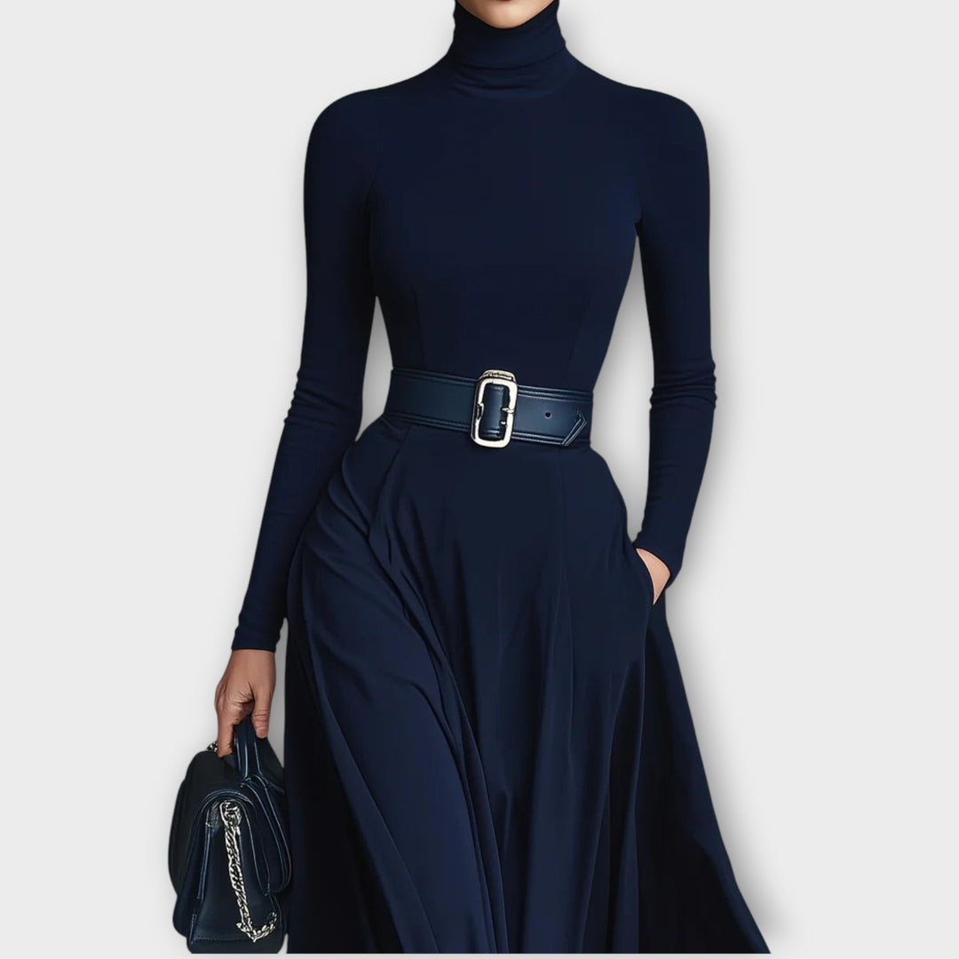 Elegant High-Neck Flowing Maxi Dress