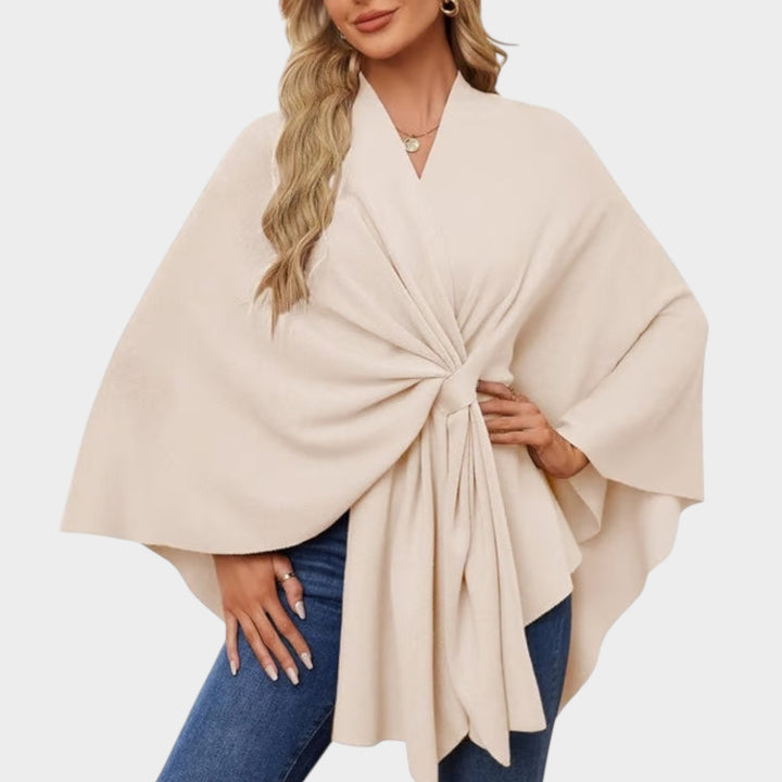 Elegant Draped Wrap Cape Top