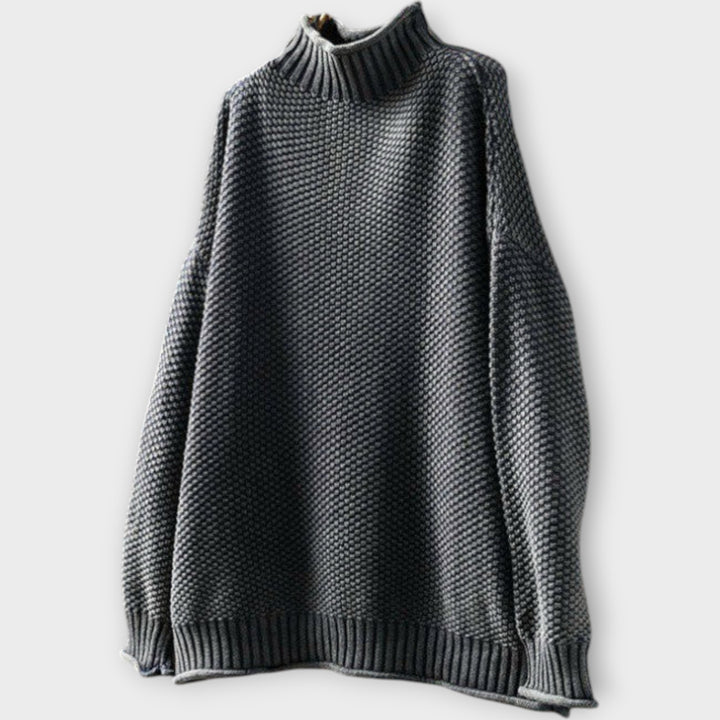 Minimalist Textured Sweater with High Neck