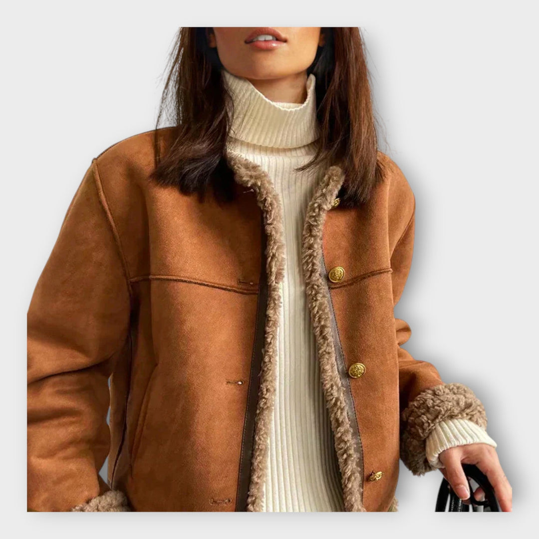 Elegant Leather Jacket with Warm Lining and Timeless Style