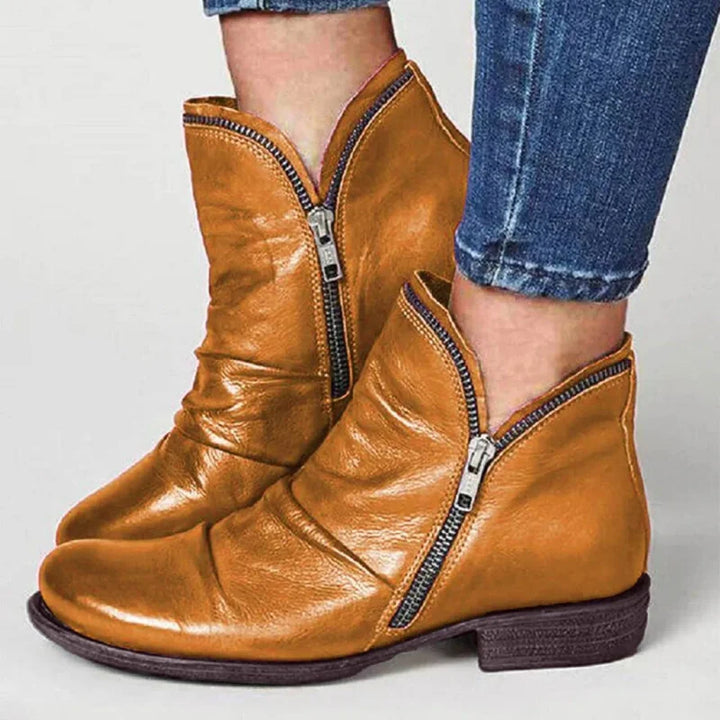 Zipper Detail Ankle Boots