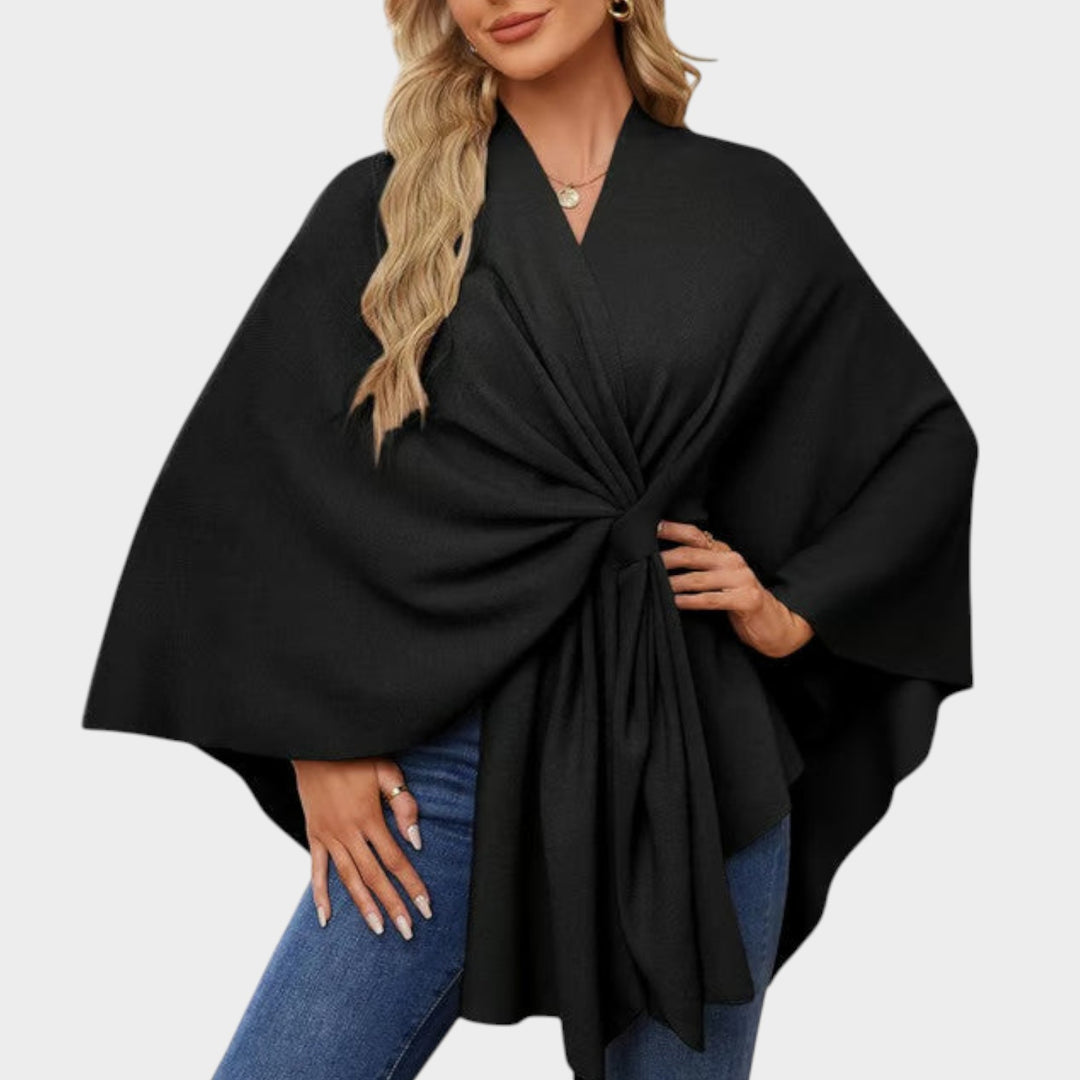 Elegant Draped Wrap Cape Top